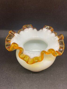 Fenton Gold Crest Ruffled Bowl
